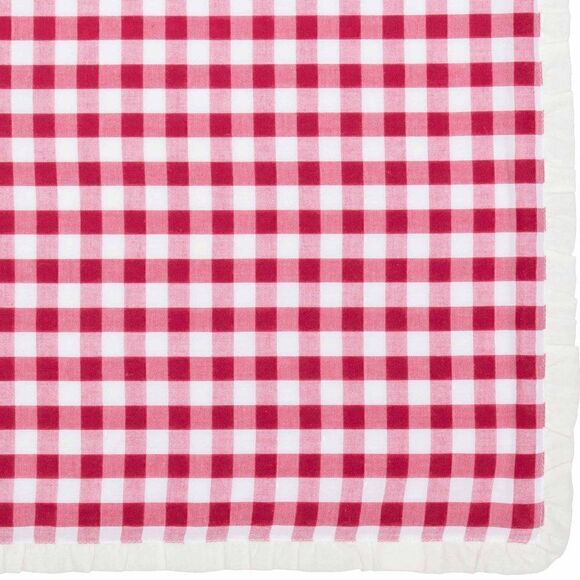 NEW! Farmhouse Red Check Ruffled Table Runner 13x48 inches Country Cottage - Picture 2 of 2
